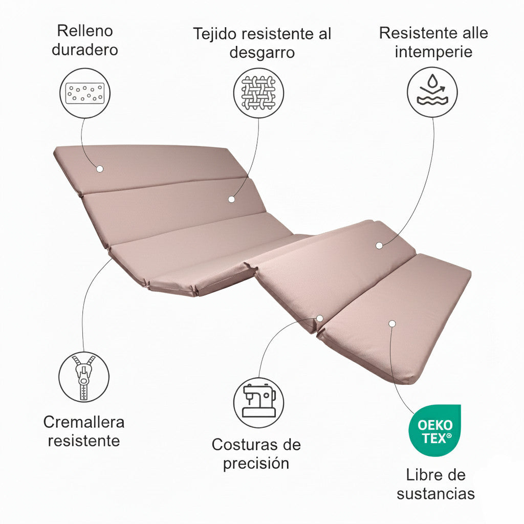 Coussin pour chaise longue incurvée et ondulée