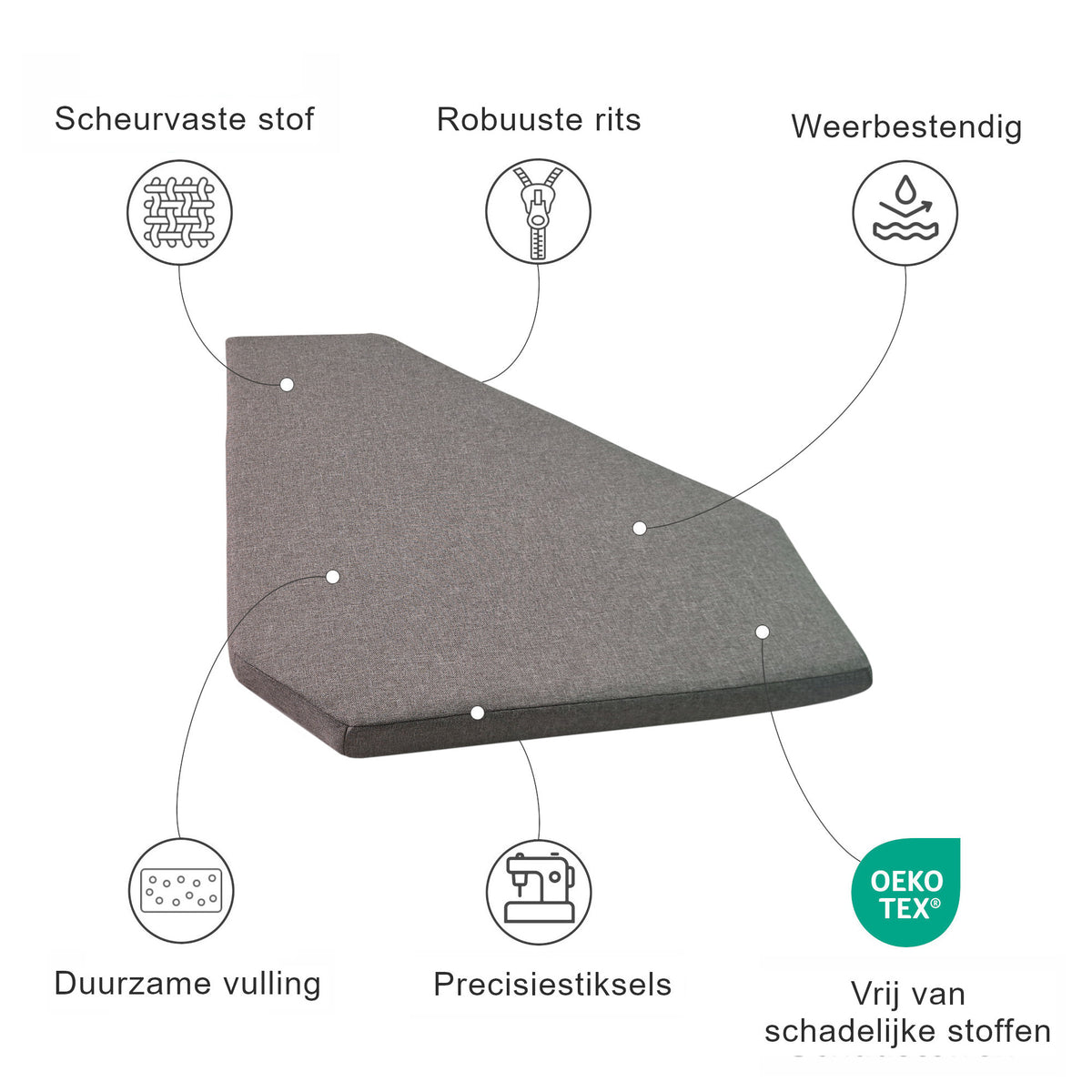Coussin de siège d'angle en forme de losange pour l'extérieur