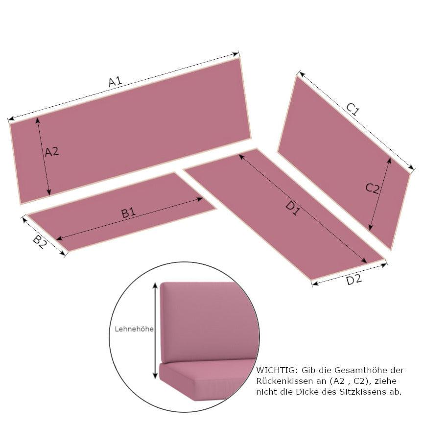 Coussin de banquette d'angle avec dossier sur mesure